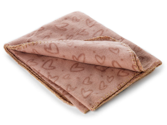 Fleecefilt Heart Rosa 100x70cm